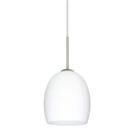 Besa Lighting Lucia Cord Pendant, Opal Matte, Satin Nickel Finish, 1x75W Incandescent 1JT-169707-SN
